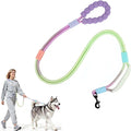 Hands Free Dog Leash Dual Handle, Wearable Leashes for Dog, Padded Waist Belts and Rotating Metal Clip,for Small Medium Large Dogs (18+ lbs) Walking Training Running (Purple Green, 4.5 FT)