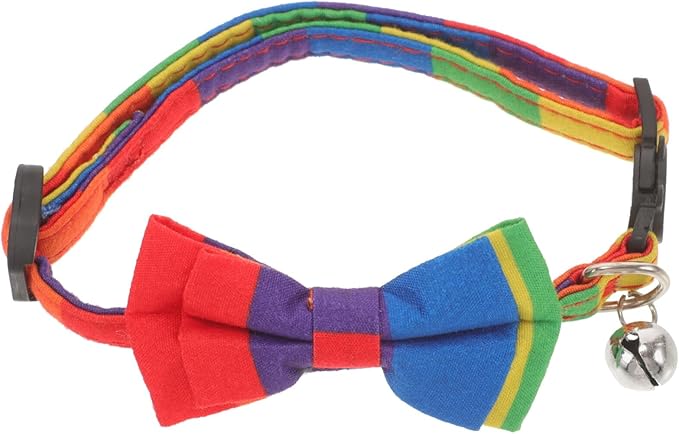 Beaupretty Dogs Bow Tie Rainbow Collar, Cute Cat Collar Adjustable Dog Cat Bowknot Collars with Bell for Cat Pet Supplies