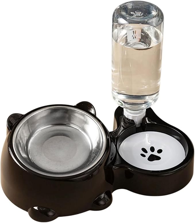 Anti Tip Pet Food Water Bowl Set Automatic Dispenser Bottle Detachable Metal Dish Ergonomic Raised Feeder for Cats Dogs Automatic Water Dispenser Dog Dish