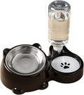 Anti Tip Pet Food Water Bowl Set Automatic Dispenser Bottle Detachable Metal Dish Ergonomic Raised Feeder for Cats Dogs Spill Dog Dish with Stainless Steel Bowl