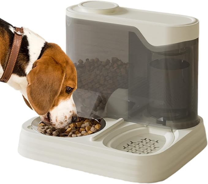 Automatic Dog Feeder – Travel Pet Food Bowl, Splash-Proof Puppy Water Dispenser | Multi-Pet Households Self Feeding Station, 2-in-1 Food Water Container for Apartment and Vacation Use