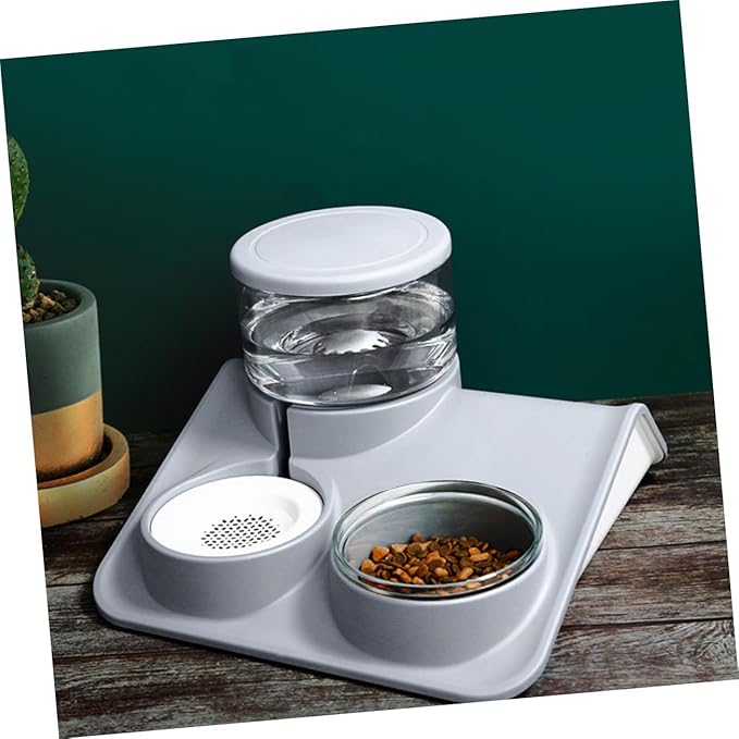 1pc Automatic Pet Feeder Water Bowl for Dogs and Cats Capacity Easy to Automatic Water Refill Convenient Design for Pet Drinking and Eating Grey Color