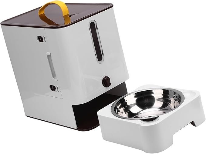 Automatic Cat Dog Food Dispenser, Programmable Timed Pet Feeder with Damp Proof Sealing, Spacious Dry Food Storage and Multi Functional Design for Cats and Dogs (Dark Brown)