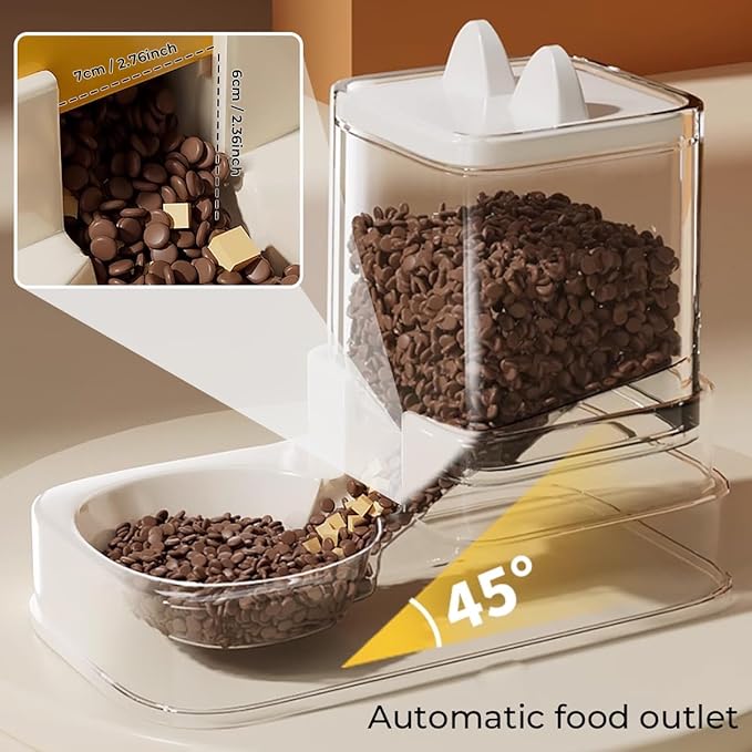2 Pack Automatic Pet Feeder and Water Dispenser Set, Pet Food Bowl Gravity Dog Feeder and Dog Water Dispenser for Dogs Cats Pets Animals Large Capacity (Yellow)