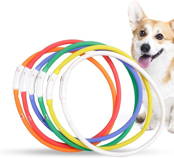 HUFFA LED Glowing Dog Collar USB Charging Pet Dog Collar Night Luminous Dog Collars Rechargeable Night Safety Flashing Necklace (Color : U, Size : S1)