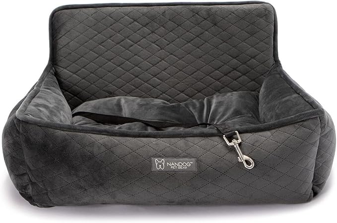 NANDOG Dog Car Seat in Charcoal Gray - Ultra Soft Plush Fabric for - Secure & Modern Design - Perfect for Small/Medium Dogs