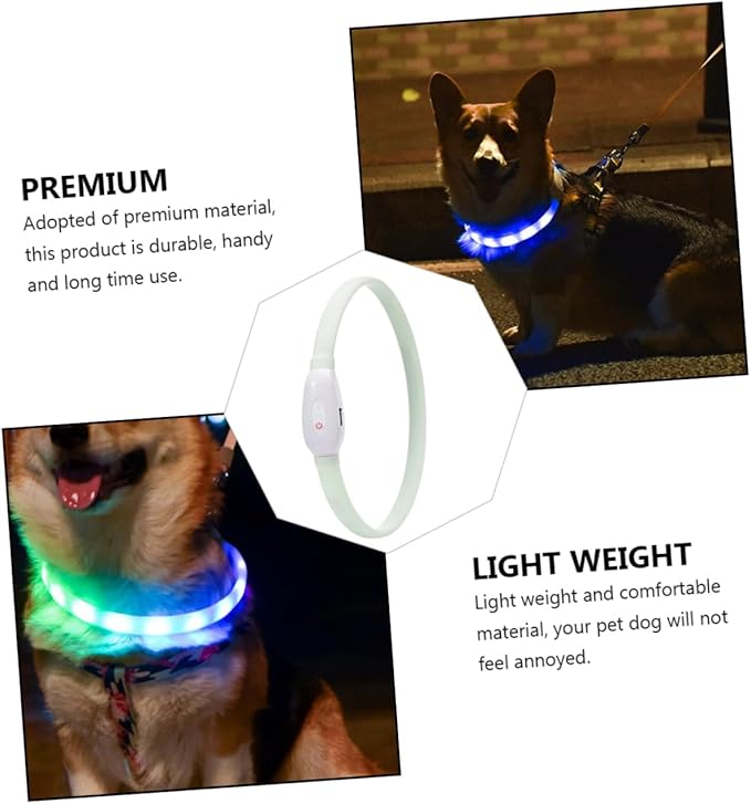 Garneck USB Charging LED Glowing Pet Collar Luminous Dog Collar with Flashing Light Cut to Fit Safety and Night Visibility for Walking and Outdoor Use