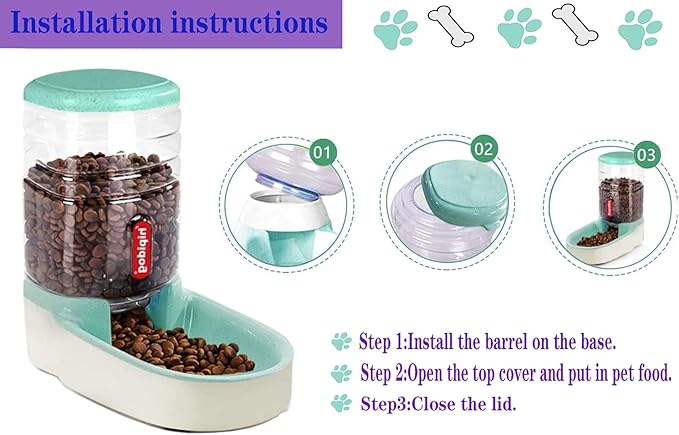 Automatic Feeders and Waterer Dog Cat Food Feeder Water Dispenser Gravity Food and Water Dispenser Automatic Food Dispenser for Small Large Pets Green