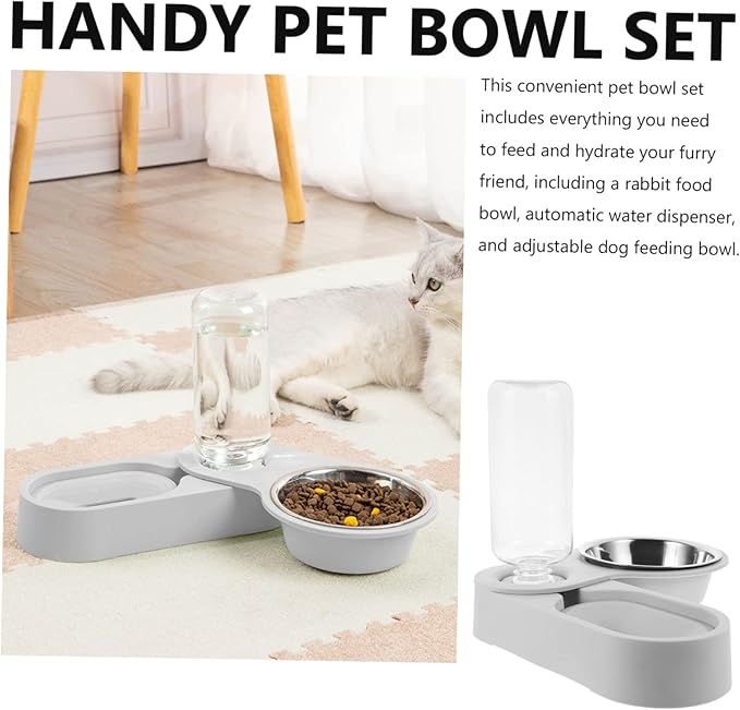 Pet Feeder with Stainless Steel Bowls Rotating Corner Design Automatic Water Dispenser for Dogs and Cats Easy to Clean and Practical Pet Feeding