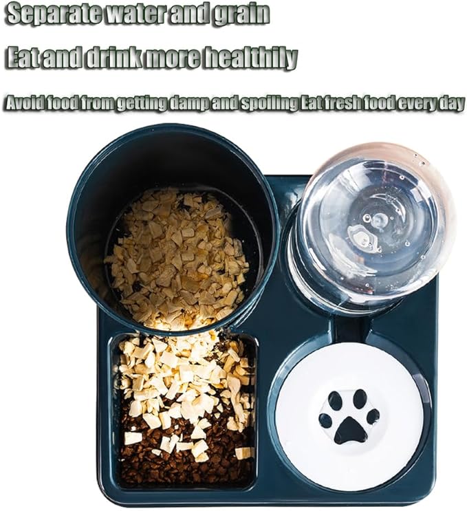 Automatic Cat & Small Dog Feeder - Programmable Portion Control, Stainless Steel Bowl, Gravity Fed Drinker, for Puppies/Kittens, Anti-Tip Design