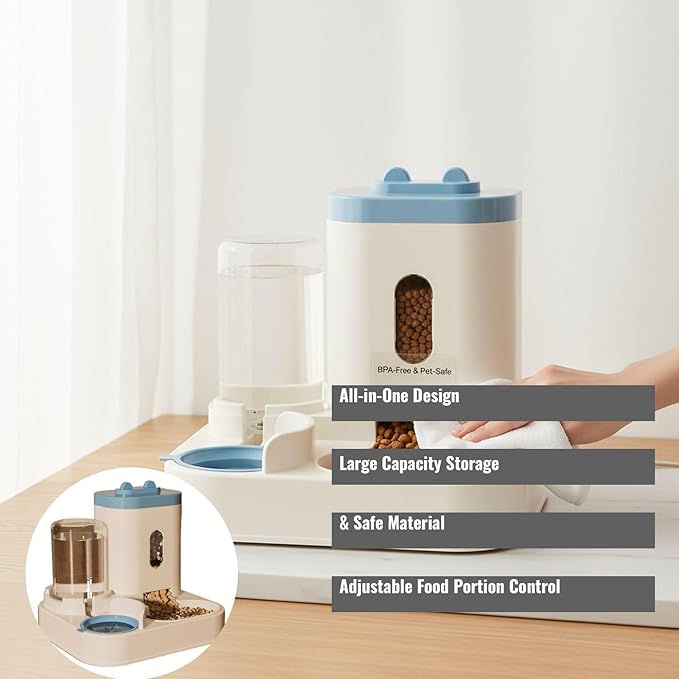 Automatic Pet Feeder with Water Dispenser - Self-Feeding Station for Cats and Dogs, Ideal for Home or Travel Use