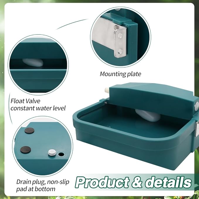 Automatic Dog Water Dispenser Pet Waterer 9L/300oz Capacity Large Wall-Mounted Drinking Water Bowl for Chicken Cattle Livestock Animal Outdoor & Indoor