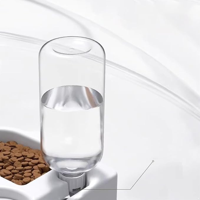 TiaoBug Pet Automatic Water Feeder and Food Bowl Gravity Auto Refill Waterer Feeder for Dogs Cats White One Size