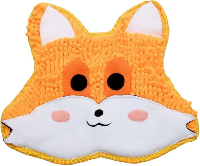 Fluffy Animal Face Snuffle Mat for Pets Interactive Nose Work Toy for Rabbits Hamsters Chinchillas and Dogs (V5)