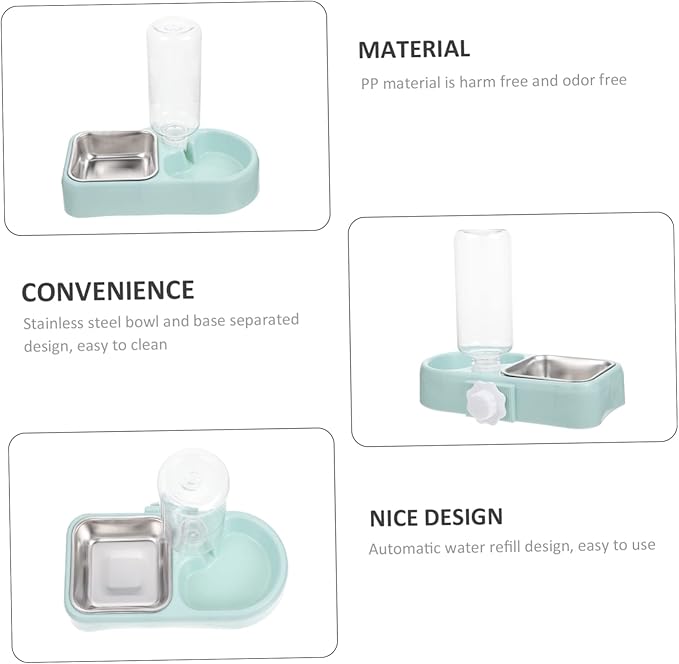 Detachable Automatic Pet Feeder and Water Dispenser for Dogs and Cats Bite-Resistant Easy Clean Hanging Design Blue Color for Indoor Use