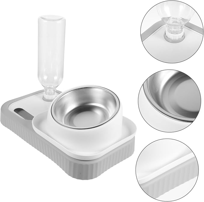 Hemoton Automatic Cat Feeder Detachable Water Dispenser Dog Bowl Easy to Use No Spill Pet Food and Water Bowl