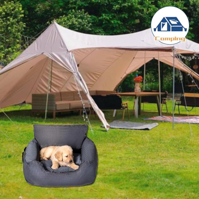 Dog Car Seat, Adjustable Safety Leash Premium Cloth Pet Seat with Comfortable Cotton Fill, for Small Medium Large Dogs Cats Cars SUVs Trucks Home Use (Single)