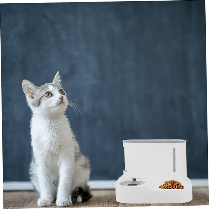 FRCOLOR Automatic Pet Feeder Water Dispenser for Cats and Small Dogs Food Capacity Water Bowl Gravity Replenishment Visible Window Stylish Design for Indoor Use