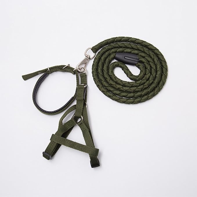 Durable Nylon Braided Dog Leash Dog Harness Dog Collar No Pulling Adjustable Harness Soft Padded Collar for Small Dog/Puppy/Cat