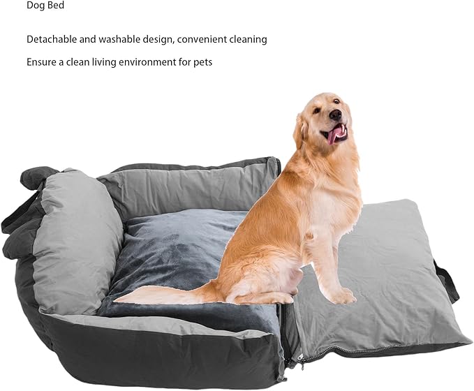 Dog Car Seat, Washable Soft PP Cotton Cushion Pet Carrier for Small Medium Dogs Cats, Universal Pet Bed Booster with Safety Belt, Accessories