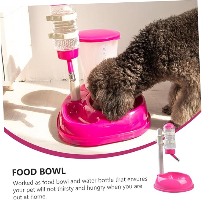 Automatic Pet Water Dispenser Food Feeder Durable Material Roller Ball Nozzle Non-Slip Base for Dogs and Cats Water Bowl Rose