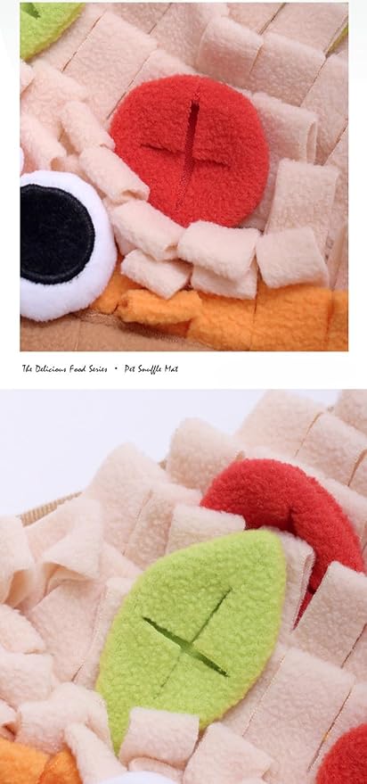 Interactive Pet Snuffle Mat with Crinkle Paper and BB Sound – Food-Shaped Nose Work Mat for Cats, Dogs, and Small Pets, Anti-Slip Base, Puzzle Feeding Toy (Pizza)