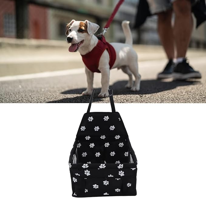 Pet Car Seat, Waterproof Breathable Slip Proof Safety Leash Design Dog Car Basket for Puppy Cat (Black)