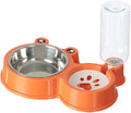 Pet Water and Food Bowl Set Food Feeder and Waterer Kit,Automatic Waterer Bottle for Small Medium Puppy Kitten,Dog Cat Bowl, Orange