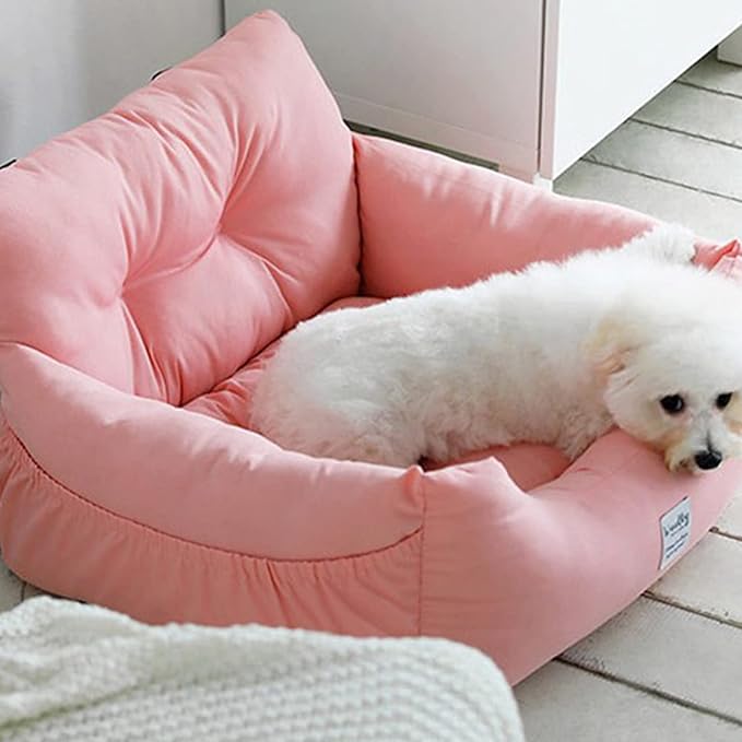 Dog Car Seat Pet Booster Seat Bed for Small Dogs, Puppy Booster Seat Dog Travel Car Carrier Bed with Clip-On Safety Leash and Storage Pocket for Cars/Suvs/Trucks