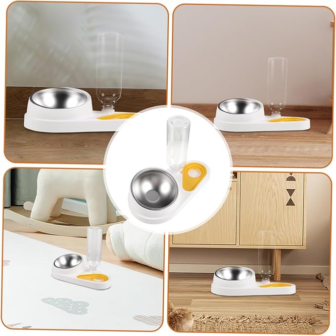 Automatic Pet Food and Water Feeder Bowl 2-in-1 Detachable Dog Food Dispenser Anti-Spill Cat Water Bowl for Puppies and Dogs Household Use