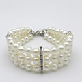 Fancy 3 Row Pearls Diamond Dog Necklace Collar Jewelry with Bling Rhinestones for Pets Cats Small Dogs Girl Teacup Chihuahua Yorkie Clothes Costume Outfits (White, Neck Size: 10"-12")