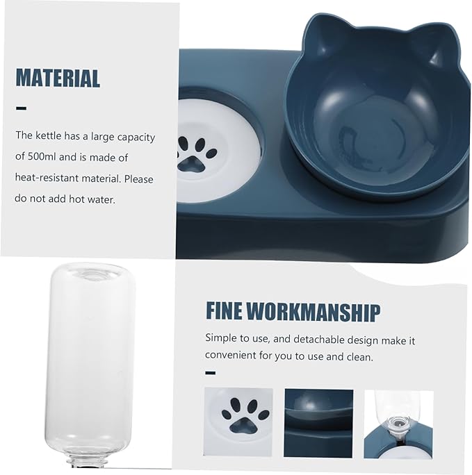SUPVOX 1set Automatic Dog Water Bowl and Cat Feeder Non-Slip Base Dual Function Pet Drinking and Food Serving Dish Easy to Clean and Use for Busy Pet Owners