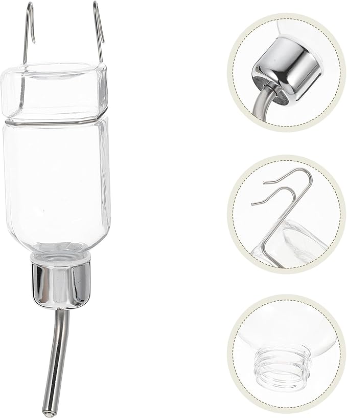 Angoily Pet Automatic Water Feeder with Nozzle Hanging Dispenser for Dogs and Small Pets Transparent Small for Clean Fresh Drinking in Cage