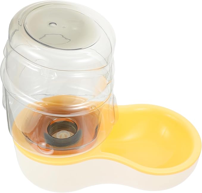 Luxshiny Automatic Pet Water Dispenser Bowl for Dogs and Cats, Slant Design Cream Yellow Plastic Water Feeder, Suitable for Puppies and Adult Pets, for Home and Travel Use