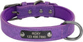 Custom Leather Dog Collar Personalized Small Dogs Collar Engraved Cat Pet Small Medium Large Dogs Collars for Pitbull Chihuahua Purple XS