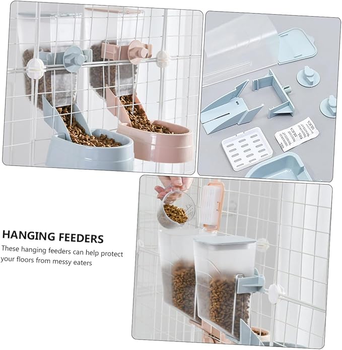 Hanging Automatic Pet Food Feeder for Dogs and Puppies Removable Bowl and Food Tank Suitable for Cages Outdoor Use Easy to Clean Spill-Resistant Design in Night Sky Blue