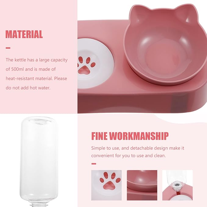 POPETPOP 1set Automatic Pet Water Dispenser and Food Serving Bowl for Dogs and Cats -Spill Design Use