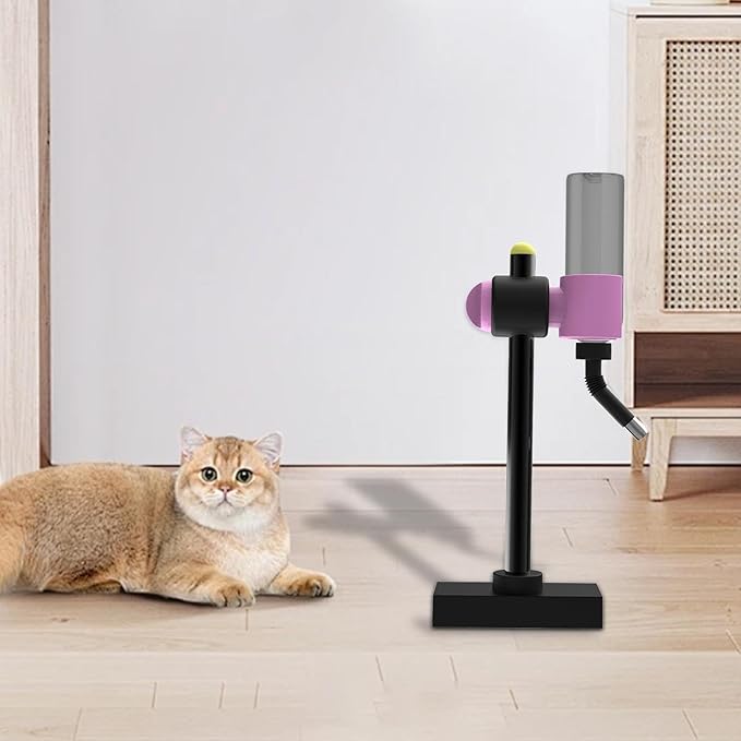 Pet Water Bottle Dispenser Automatic Water Drinker Adjustable Height Pet Feeder Drinking Fountain for Go Out Dog Household, Black
