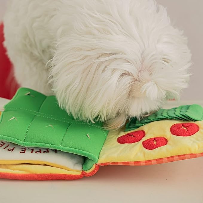 Dog Plush Toy Stuffed Treat Dispensing Book Shape Interactive Chew Relieving Stress Improving for Healt