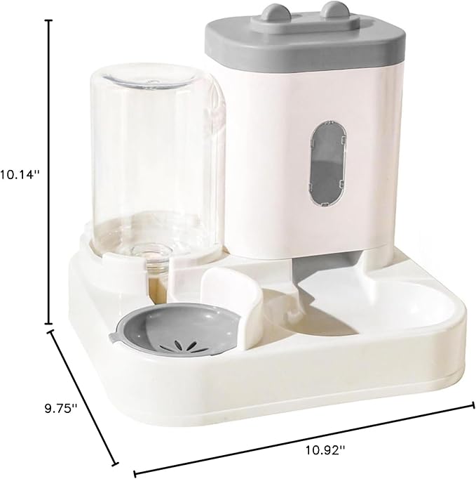 Pet Food Container Automatic Feeder with Large Capacity Gravity Cat Dog Water Dispenser Visible Grey
