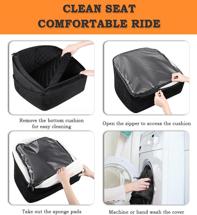 Dog Car Seat Bed for BMW 8 Series 840 850 M850i M8 Gran Coupe, Comfortable Pet Travel Seat for Small to Medium Dogs, Detachable Washable Booster Seat, Front or Back Seat Use,B Black+Grey