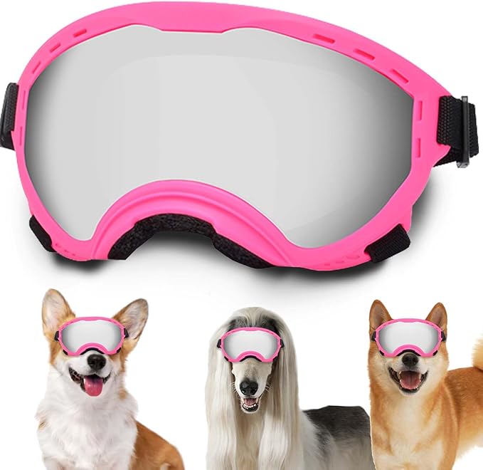 Dog Sunglasses with Adjustable Strap, UV Protection, Winproof Puppy Sunglasses, Suitable for Dogs Eyes Protection,Soft Dogs Goggles