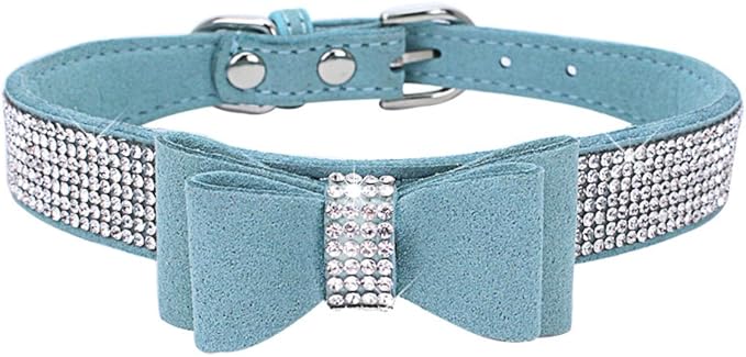 Puppy Dog Collar with Rhinestone Bow Knot Crystal Diamond Colorful Bling Girl Cat Collars XS Small Medium Large