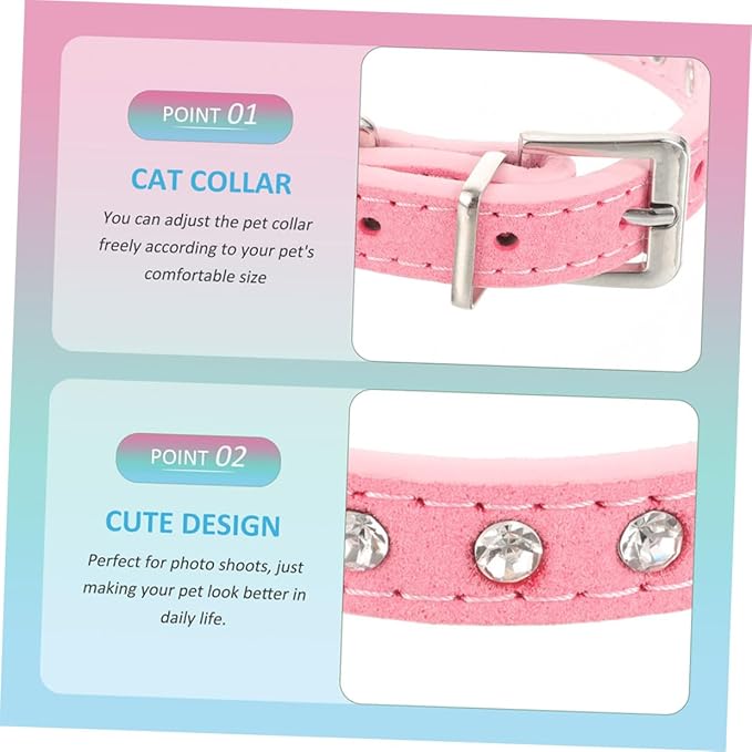 Adjustable Rhinestone Dog Collar for Small Dogs, Pu Leather Puppy Collar with Floral Design, 37x1.5cm Comfortable Pet Necklace for Daily Use