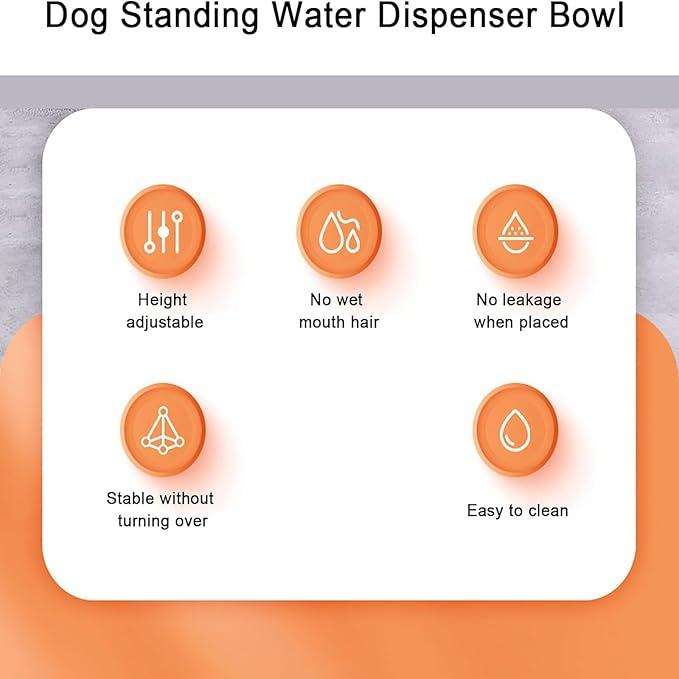 Automatic Dog Water Bowl Dispenser 680ml Standing Water Dispenser with Dog Bowl Detachable Dog Feeder for Cats and Small and Medium-Sized Dogs