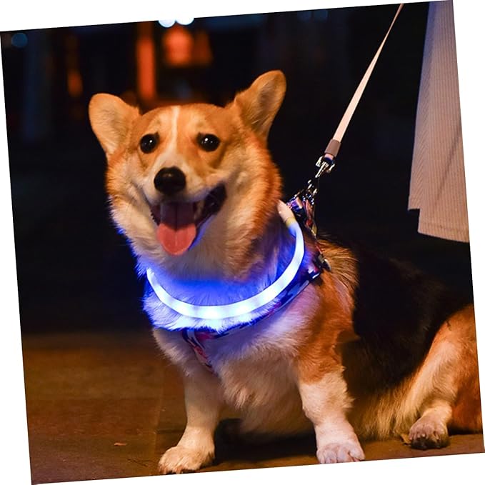 Happyyami USB Rechargeable Luminous Pet Collar LED Light Up Dog Collar Lightweight Safety for