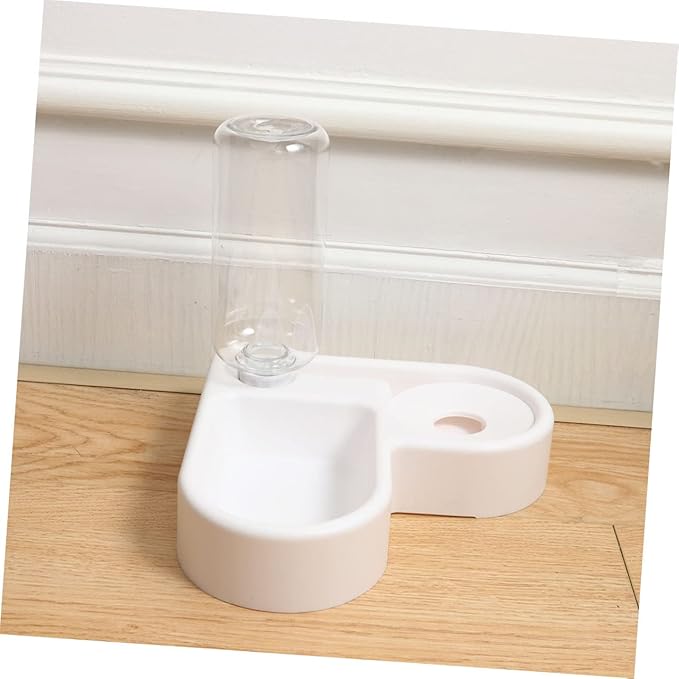 Angoily 2pcs Corner Shape Pet Feeder Automatic Water Dispenser Bottle Dual Bowls for Cats Dogs Practical Non- Design Detachable Nozzle Plastic Pet Supplies
