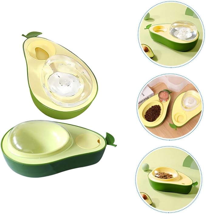 Generic 2pcs Cat Feeder and Water Dispenser Fruit-Shaped Automatic Feeding Station for Cats and Dogs Safe Material Dual Food and Water Bowls