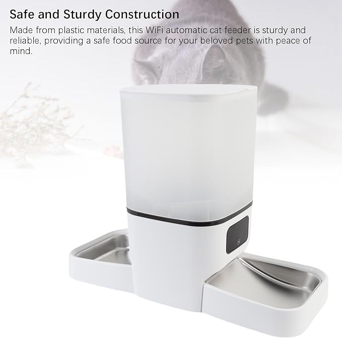 Zerodis Smart Pet Food Dispenser with Generous 6L Capacity, Remote Feeding Control, Timed Feeding for Indoor Pets
