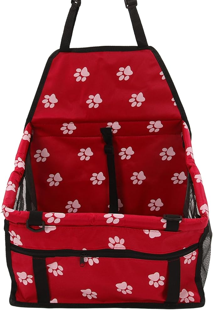 Alomejor Pet Car Seat Breathable Slip Proof Safety Leash Design Dog Car Basket for Puppy Cat (Red)